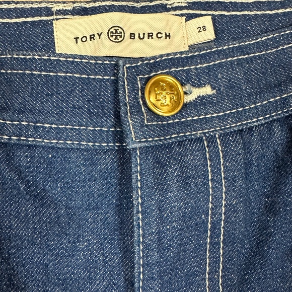 Tory Burch High Rise Cropped Jeans Contrast Stitch Size 28 - Picture 9 of 15
